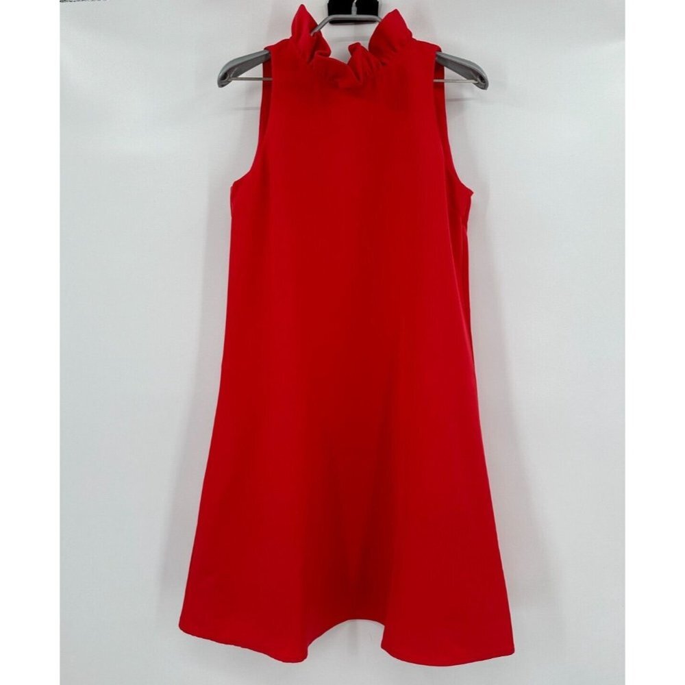 Tuckernuck Red Blythe Dress sz XS Sleeveless Ruffle Collar Bow Party NWT**